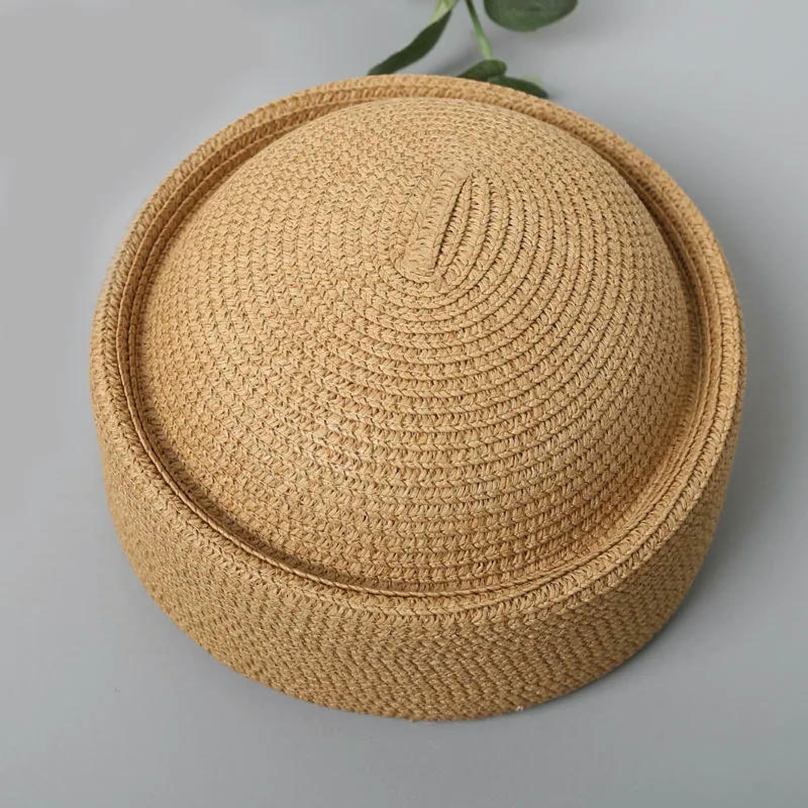 Cappello da Pescatore Berretto Straw Pillbox Hat Summer Beret Retro Wedding Party Fedora Hostess Designer Millinery Hat-Dark Blue Blue-55-58cm