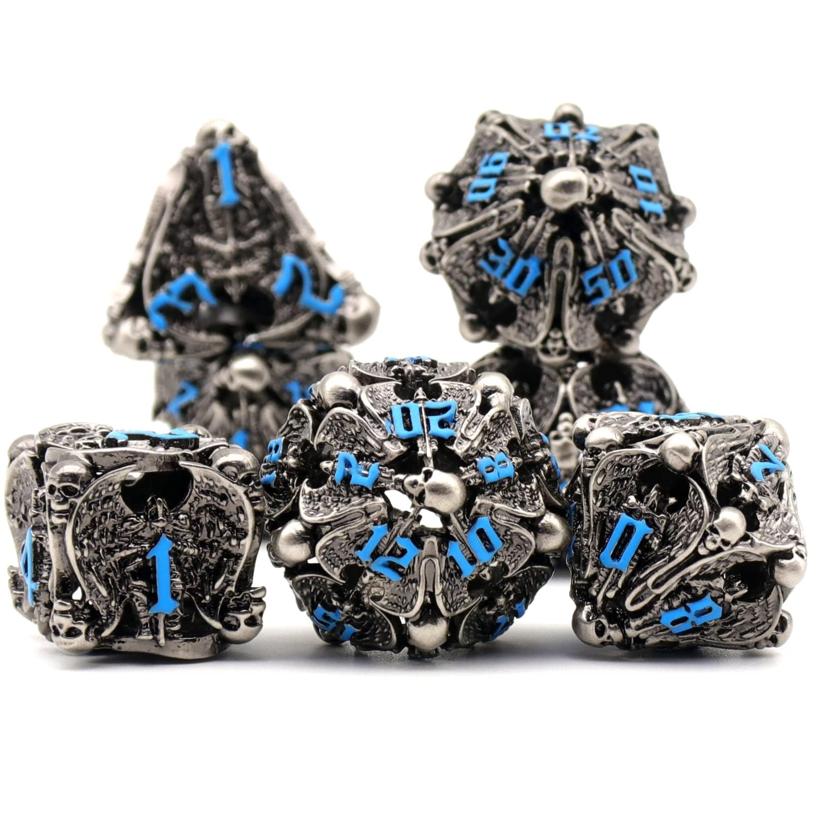 Zestaw Kości DND for Dungeons and Dragons, D&D Zestaw Kości Wielościennych ZHOORQI, Metalowych Dice Set do gier Fabularnych(TS-Blue)
