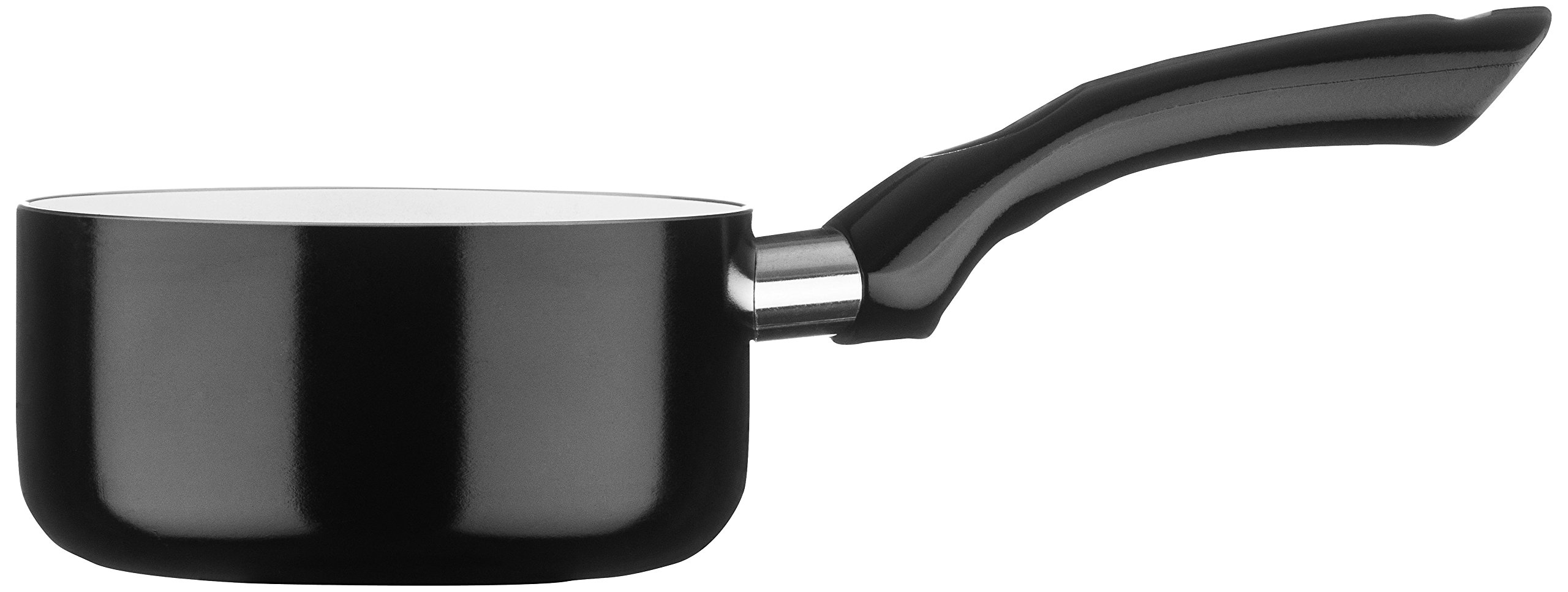 Premier Housewares Ecocook Milk Pan, Non Stick, Ceramic, Stainless Steel Induction Pans, Black - 14cm