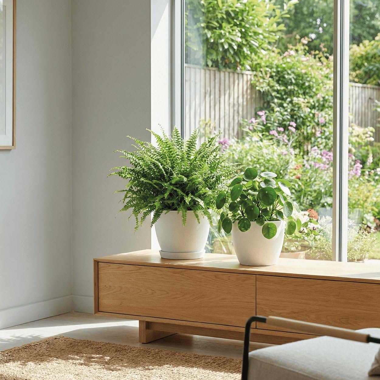 Blumentopf Lunda mit Untersetzer - 2er-Set - 27x20 - Hellgrau - Blumentopf für den Innen- und Außeneinsatz - Übertopf - Pflanztopf - Pflanzgefäß