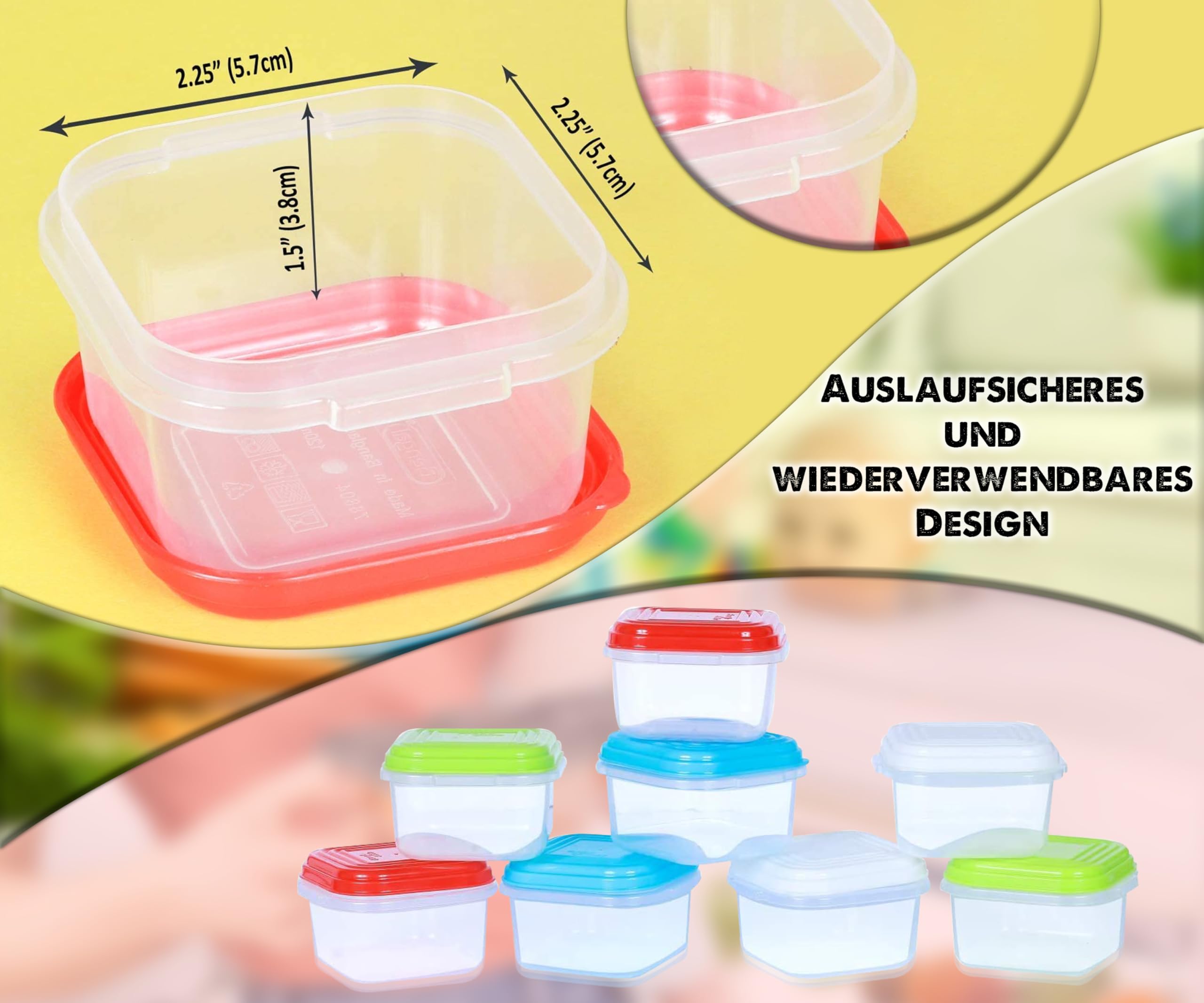 ARSUK Babynahrungs Aufbewahrungsbehälter 120ml, Gefrierdosen Klein mit Auslaufsicher Deckeln, Perfekt für Säuglingsm, Beikost Baby Zubehör, Mikrowelle Geschirrspüler Sicher, BPA-frei Plastikdosen