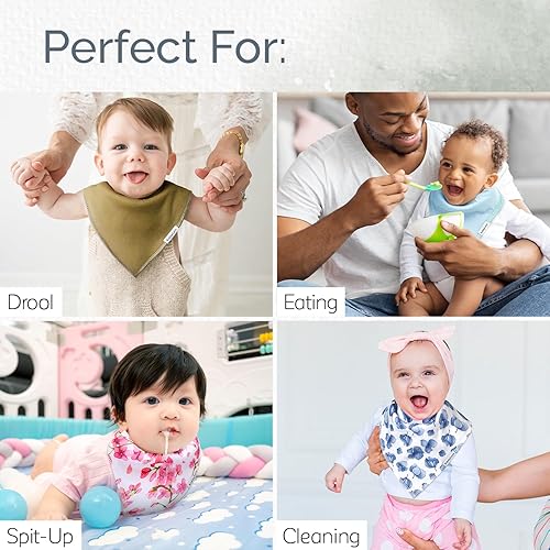 Miniatura 7 de KiddyCare Baberos para babear y dentición para bebés niñasniños  Baberos bandana para comer, baberos lavables para bebés recién nacidos  Baberos de