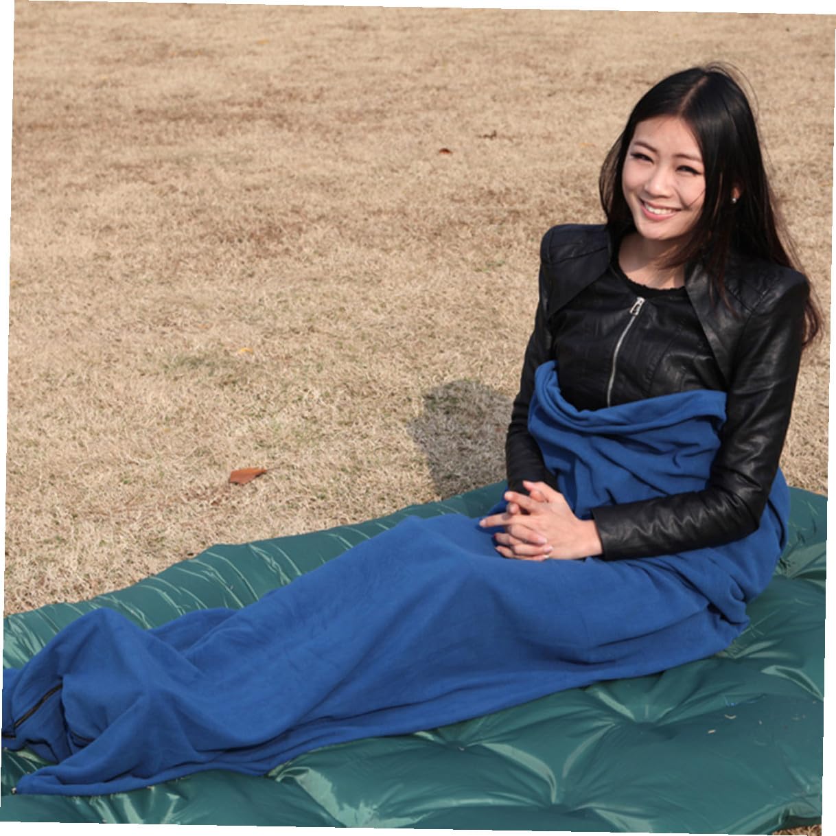 Healifty Saco de Dormir para Camping de Forro Polar Azul Ligero y Duradero con Bolsa de Transporte para Senderismo y Actividades al Aire