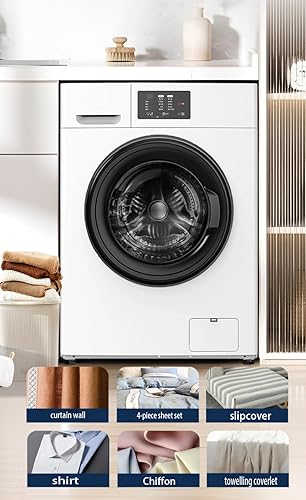 Miniatura 6 de Lavadora y secadora todo en uno de 5 pies cúbicos, secadora de ropa de 1500 W con bañera de acero inoxidable, carga frontal, panel táctil LCD,