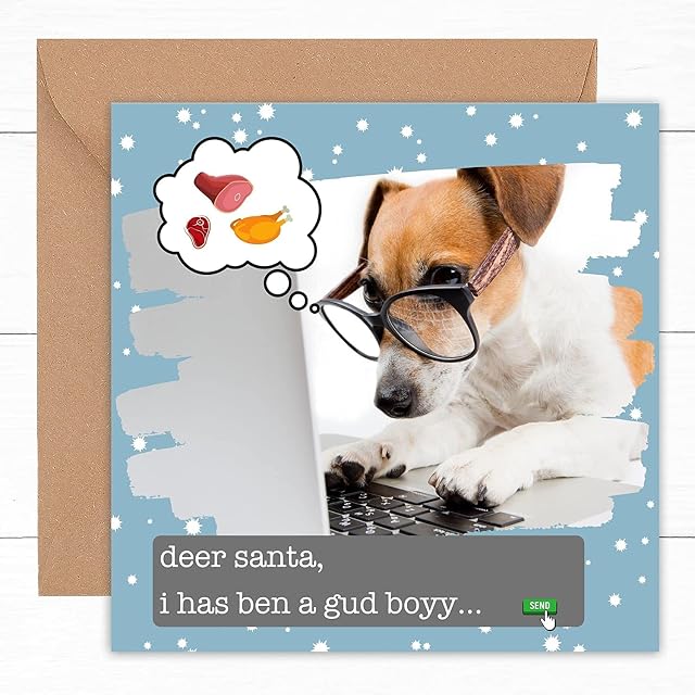Felbridge Studio - Funny Rude Christmas Card - Xmas Cards for Husband Wife Son Daughter Brother Sister Girlfriend Boyfriend Grandson Family Nan Granddad Gramda - Dog Doggie Pup - 14cm (Christmas '22)