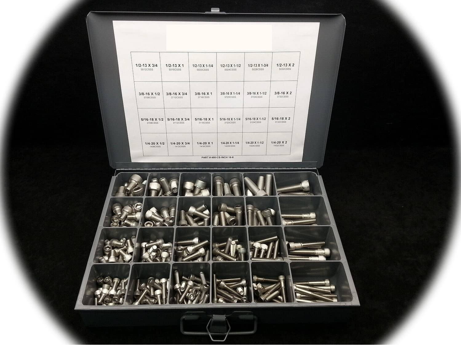 Socket/Allen Head Cap Screw/Bolt Assortment in 18-8 Stainless Steel + Tray Hardware Fastener Kit Set RV9377S