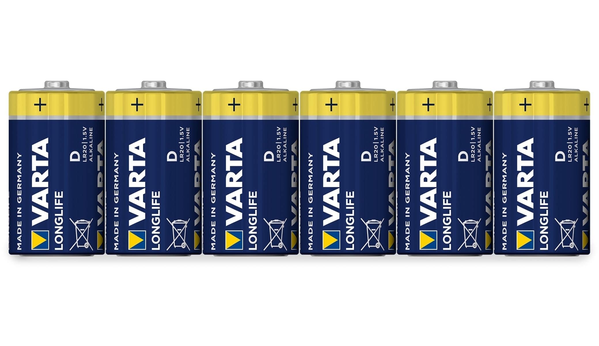 VARTA Longlife - Alkaline Batteries D/Mono / LR20, Pack x6