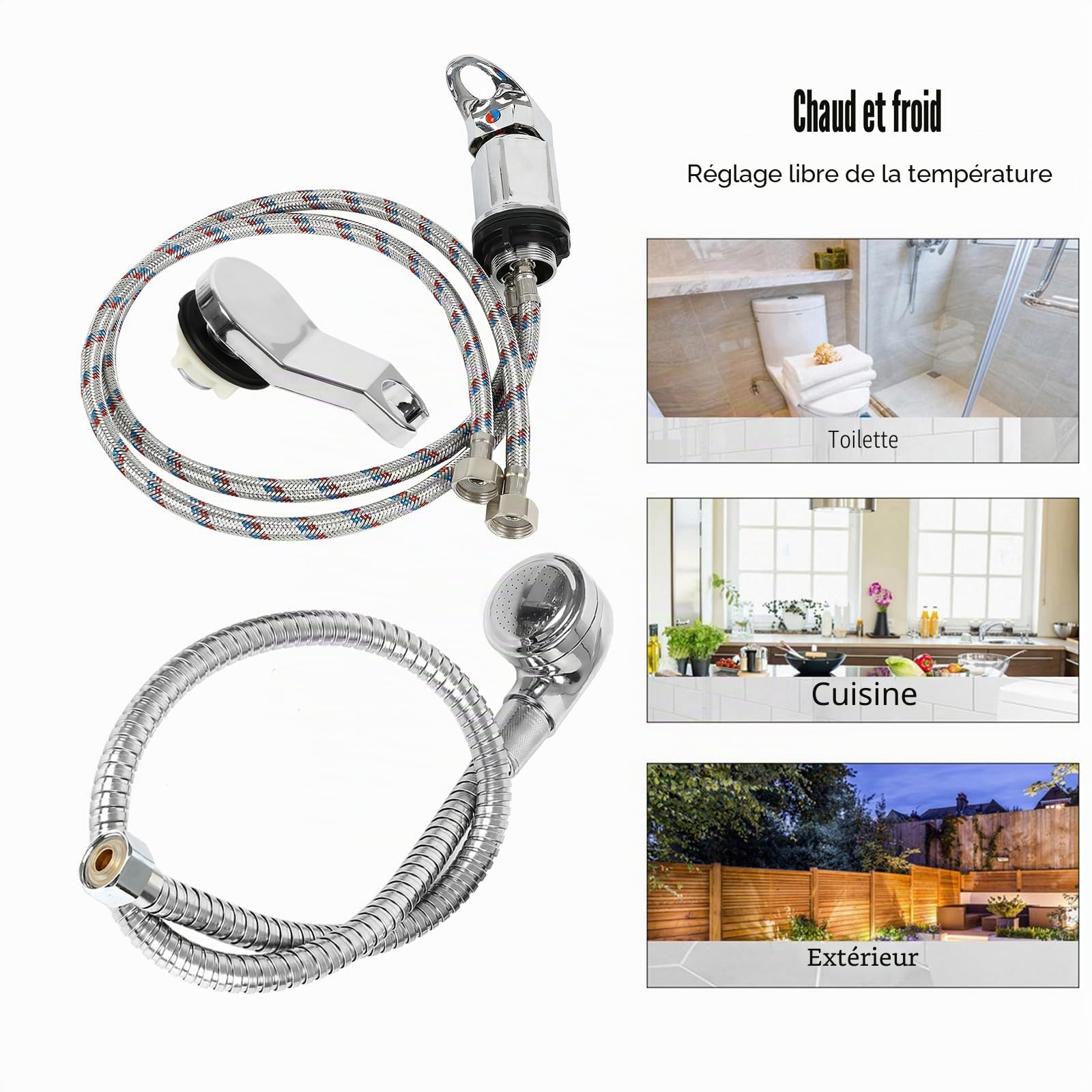 Robenits mélangeurs pour camping-car, lits de coiffure, salons de beauté, salon de coiffure, lavabo, douchette à main, robinet de sortie 1/2