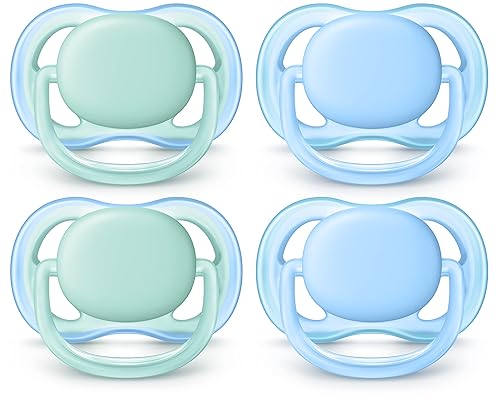 Philips AVENT Ultra Air Chupete de 0 a 6 meses rosamelocotón paquete de 4 SCF24540 Azul/Verde, Rosa/Melocotón