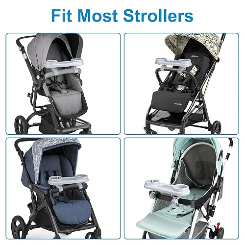 Miniatura 6 de Accmor Bandeja de cochecito 3 en 1 con bandeja de aperitivos, bandeja universal para aperitivos sobre la marcha, bandeja de refrigerios para