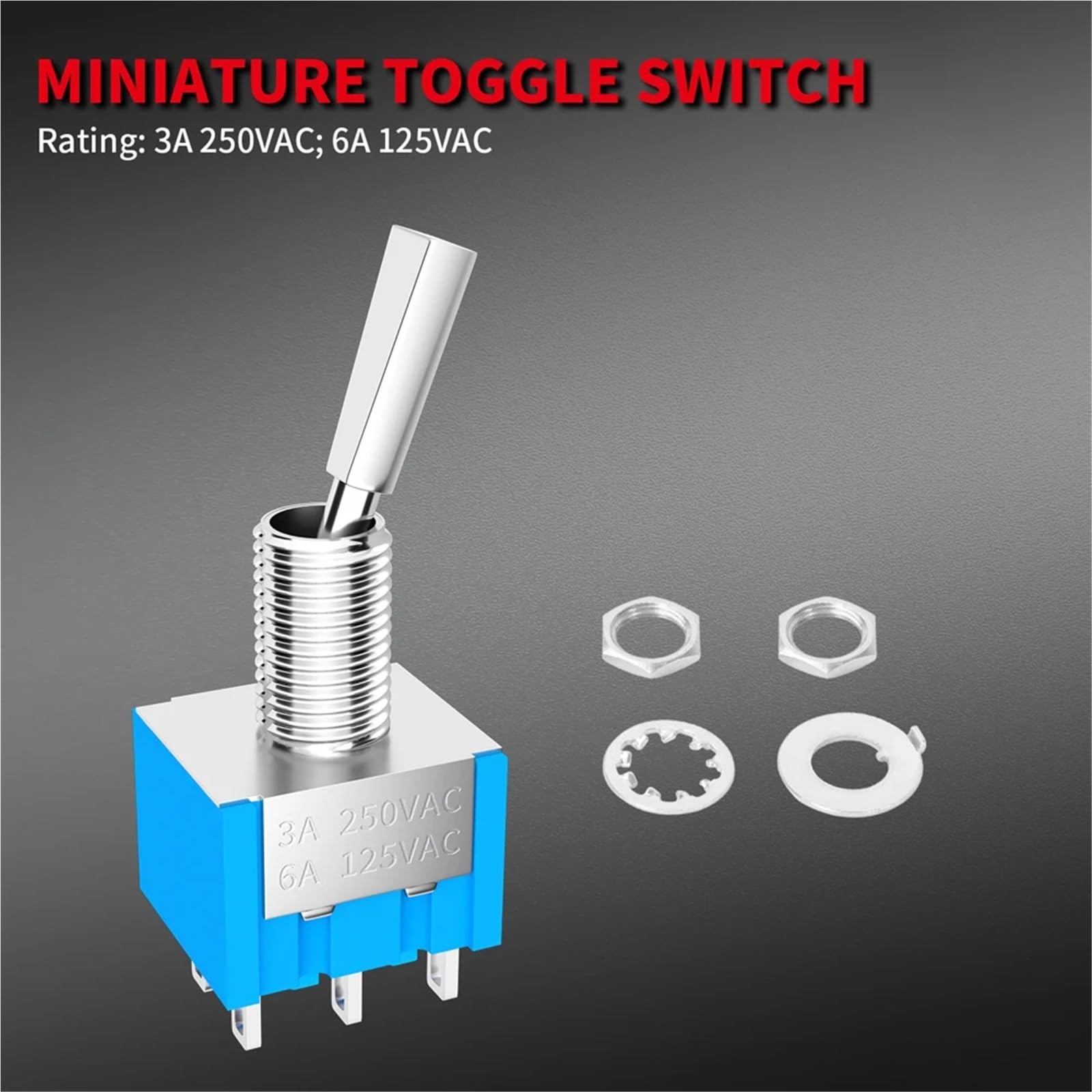 10 pezzi Mini interruttore a levetta 3 posizioni 2 ON OFF ON DPDT SPST DPST 6A 125VAC 3A 250VAC maniglia piatta a scatto for auto camion Auto Barca Camper(ON OFF ON 3Pin)