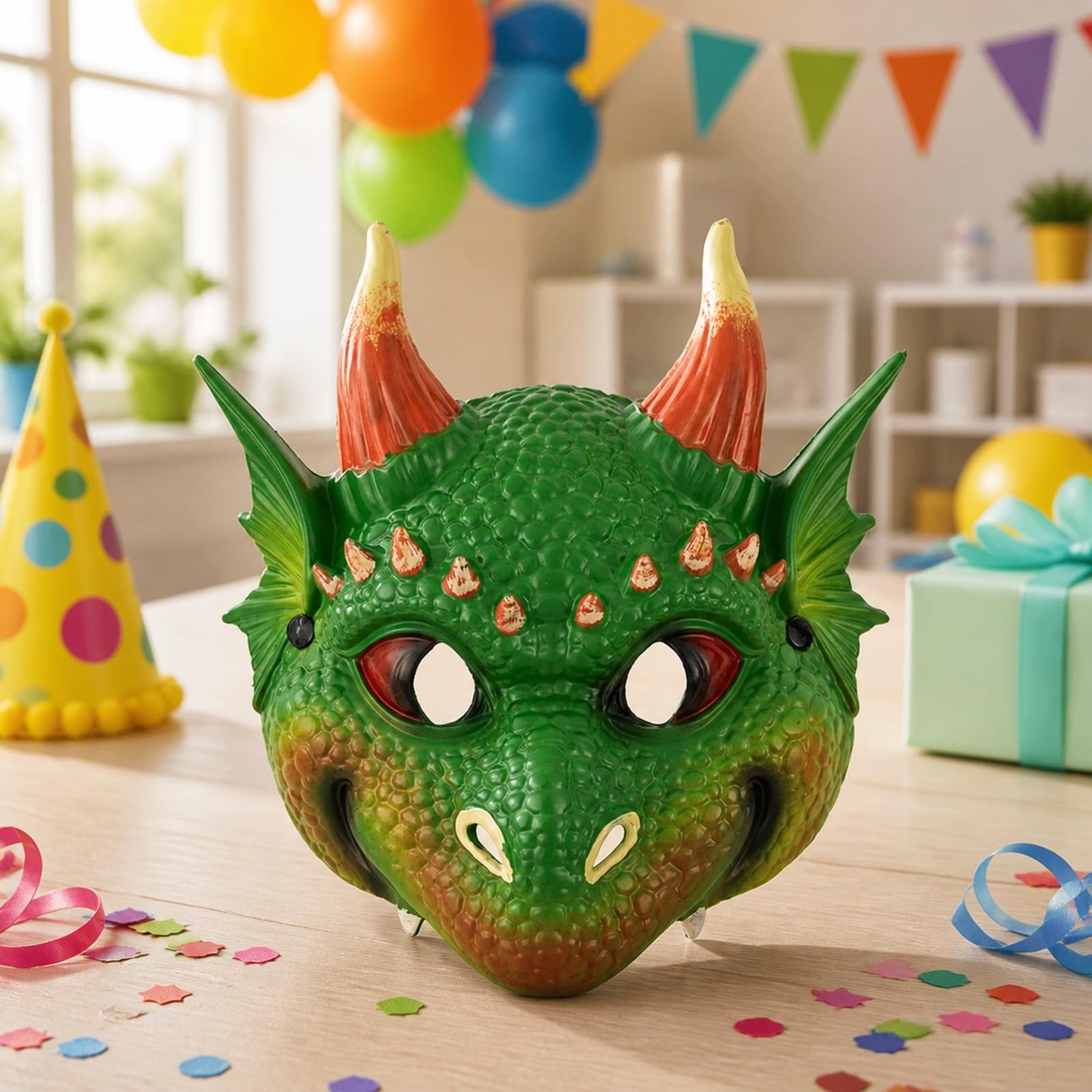 Maschera Drago in Tessuto Non Tessuto Scolpito Maschera di Drago Vivido per Bambini, Cosplay