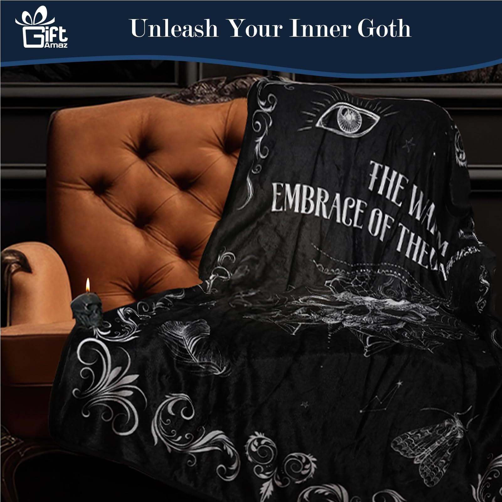 GiftAmaz Gothic Get Well Gifts for Women, Care Package with Witch Cauldron Mug, Goth Blanket & Sun Necklace, Thinking of You Birthday Box, Self Care Gift Basket for Girls Friend, Medium, Black