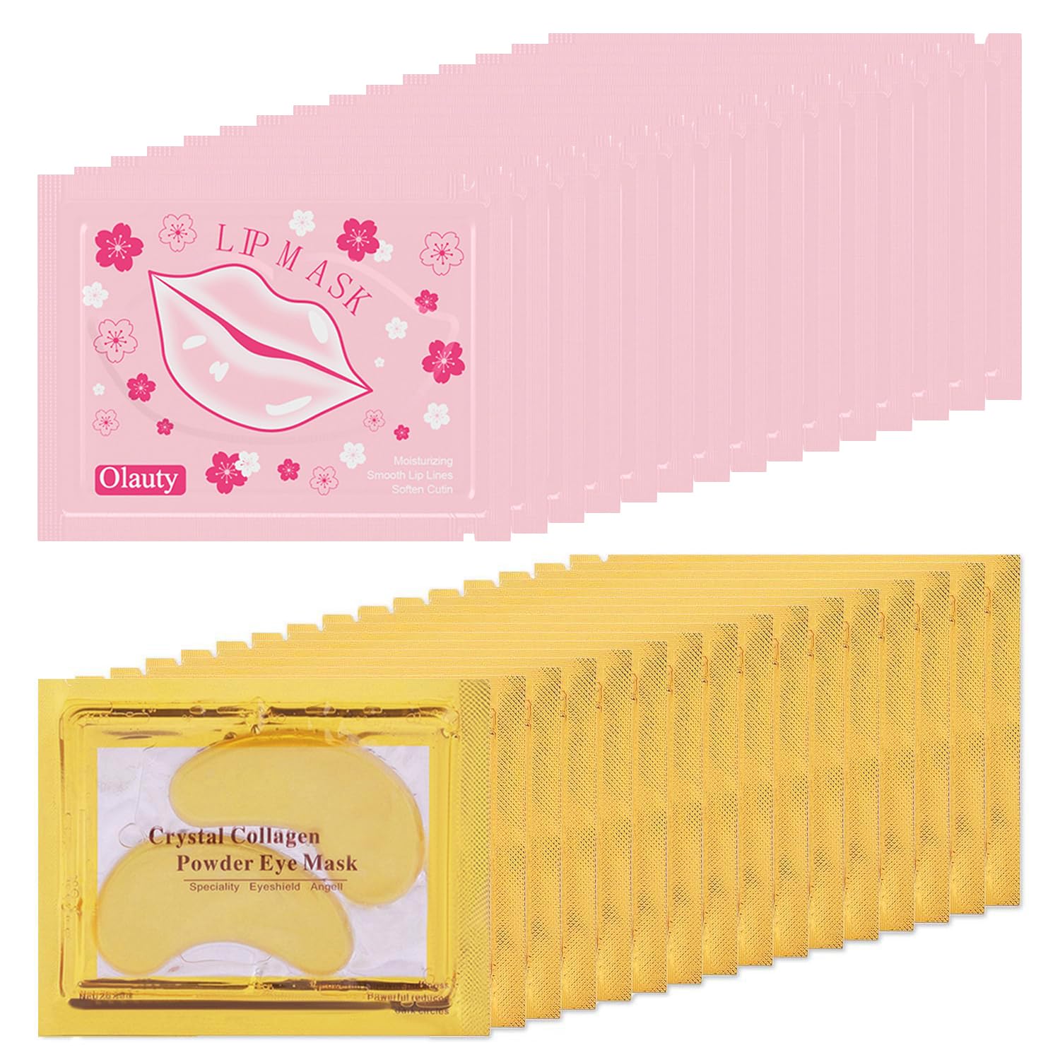 Eakroo 30 Pairs Lip Mask Eye Mask Crystal Collagen Eye Patches for Puffy Eyes Effectively Nourishes the Lip