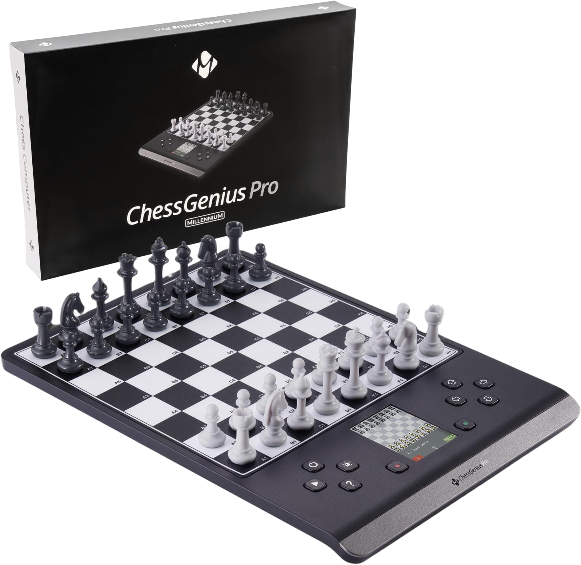 Millennium ChessGenius Pro M815 – Electronic Chess Computer with 2200 ELO Adaptive AI Skill Levels, Color Display, Built-in Trainer, Magnetic Travel Design