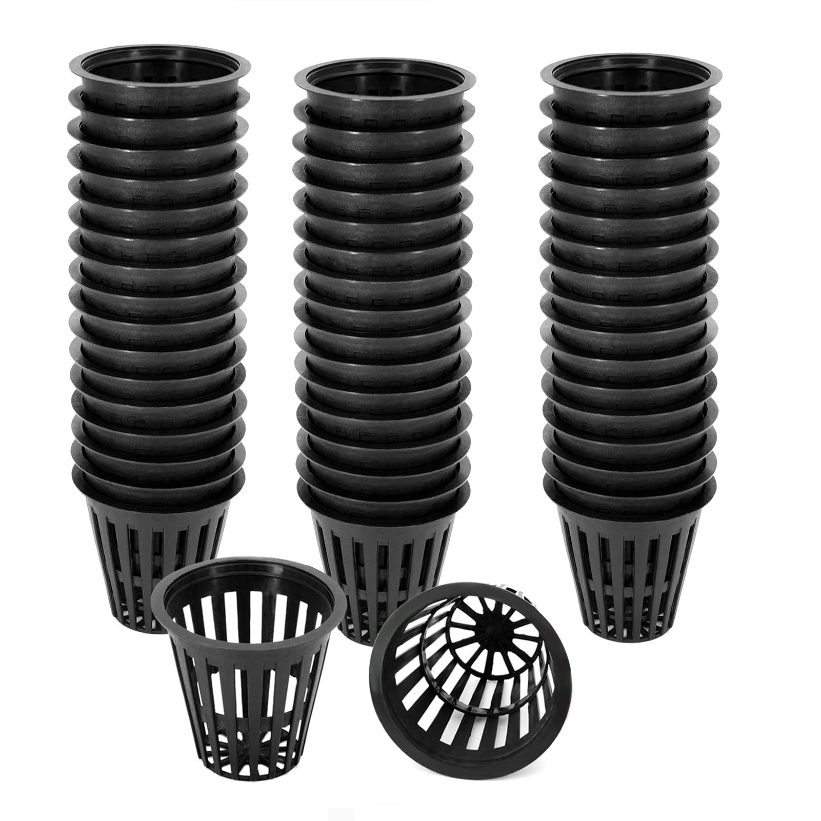 SYOSI Garden Slotted Mesh Net Cups, 50Pcs 2 Inch Round Heavy Duty Net Cups Pots for, Hydroponics Slotted Mesh