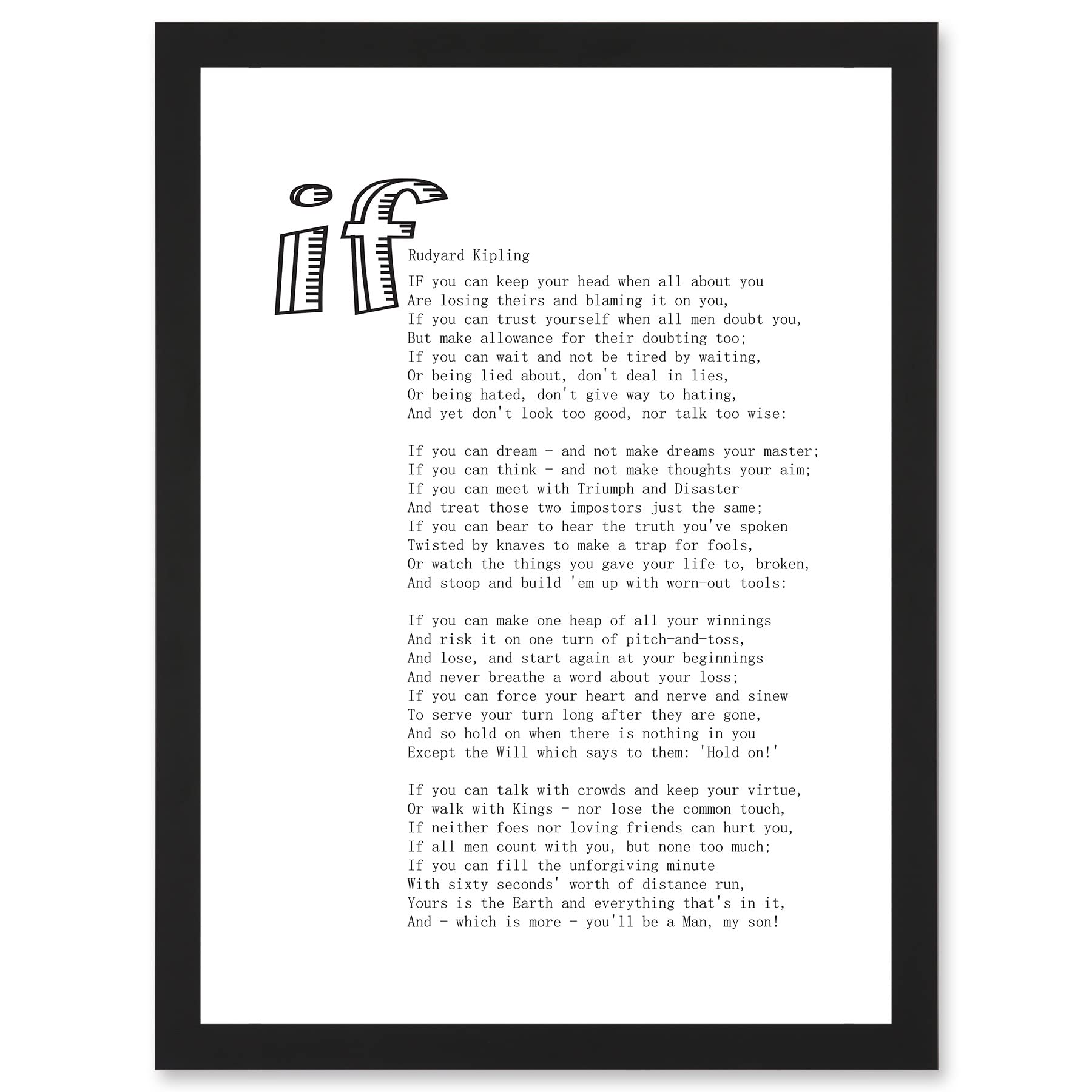 Artery8 Quote Rudyard Kipling If Poetry Poem Artwork Framed A3 Wall Art Print