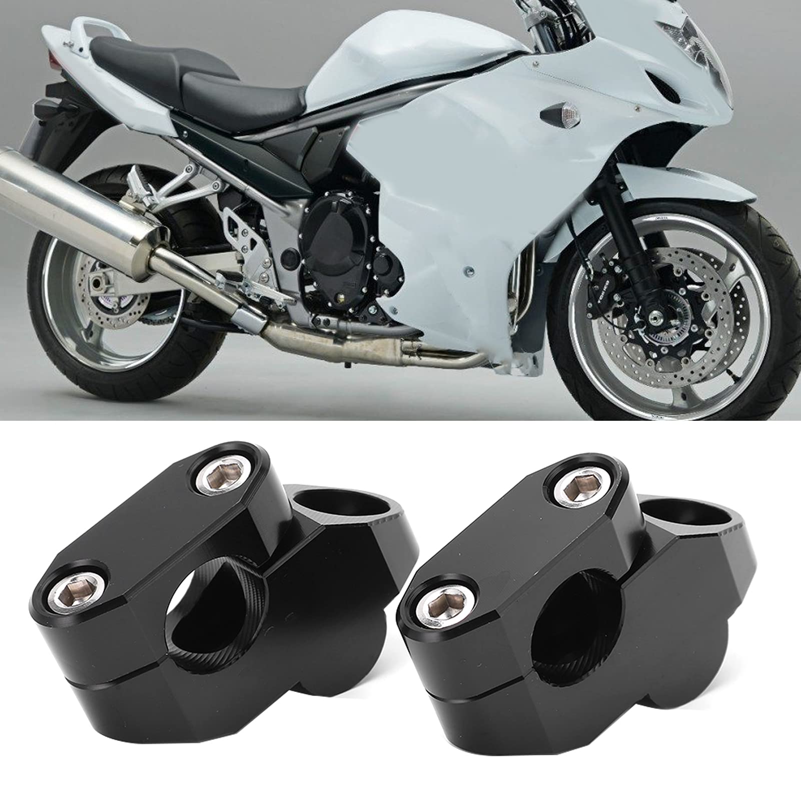 Kierownica Riser Podnoszenie Kierownicy Motocykla 7/8-calowe Piony Kierownicy Motocykl ze Stopu Aluminium CNC Akcesorium do Modyfikacji(czarny)