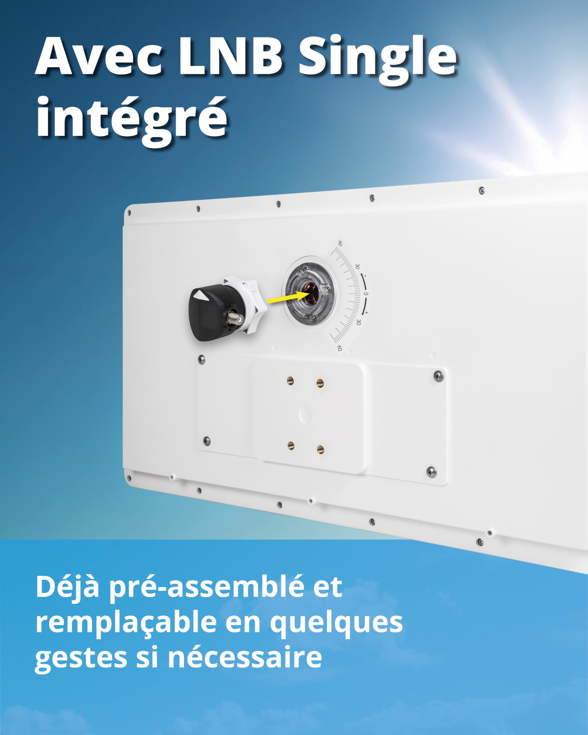 Megasat Antenne Plate D1 Profi-Line – Antenne Satellite pour 1 utilisateur | LNB interchangeable, installation murale, mât/balcon ou fenêtre