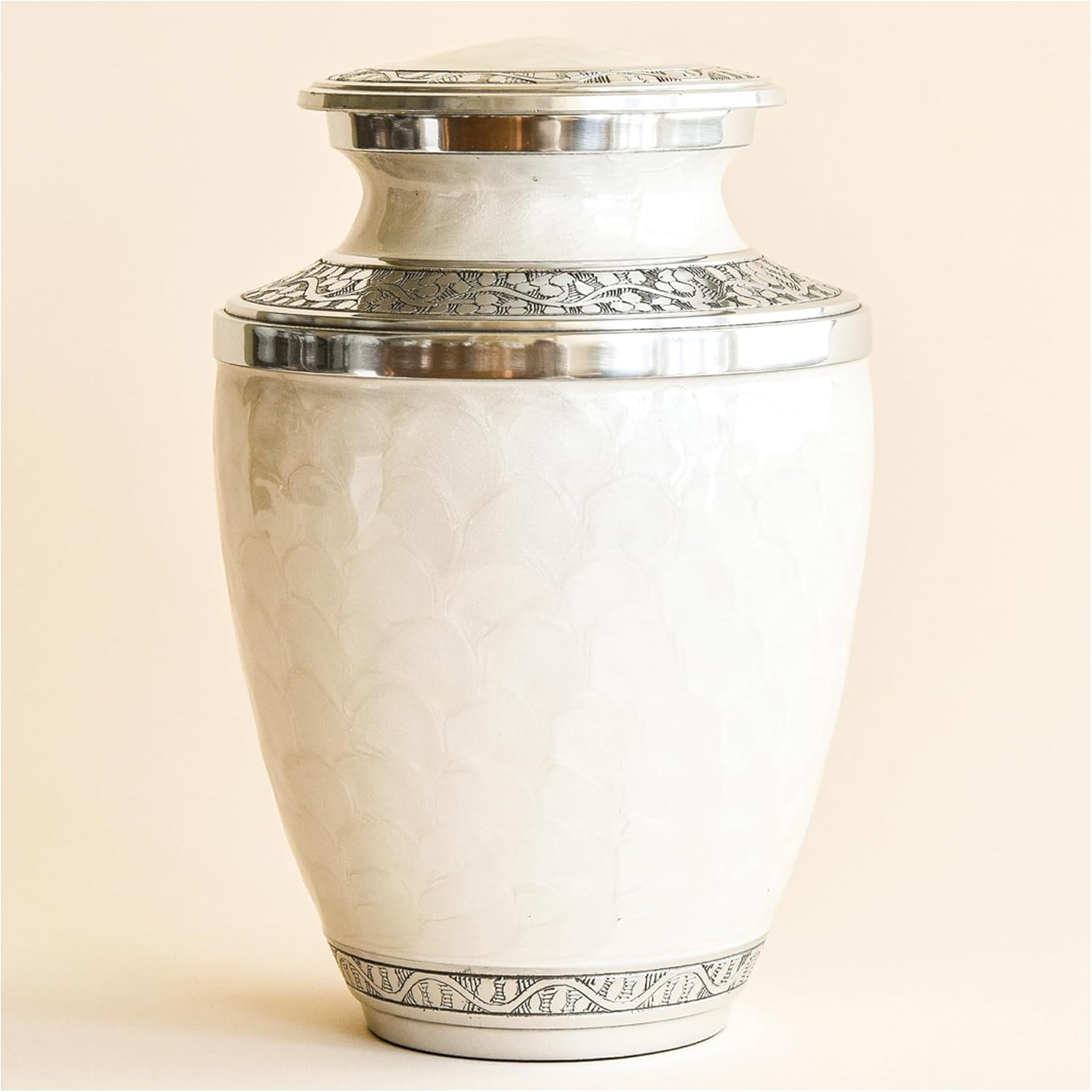 AspenStudio Ivory Cremation Urn for Adult Human Ashes - Large Handcrafted Funeral Memorial Urns