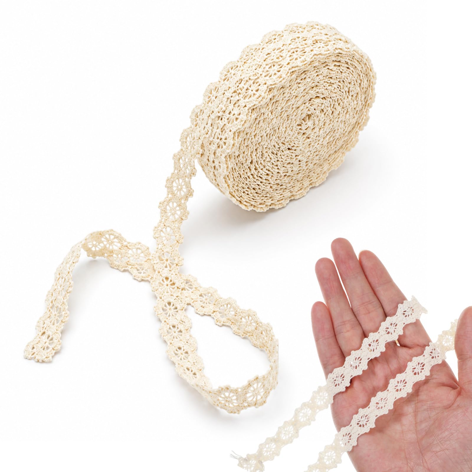 Sorcristy Vintage Lace Trim Ribbon 16.4Yards Crochet Decorative for Sewing