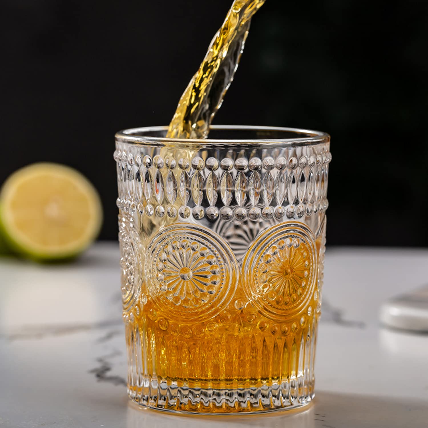 Skelang Wassergläser 4er-Set – Vintage Design, 370 Ml, Bleifrei, Spülmaschinengeeignet