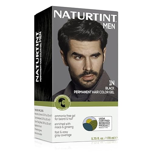 Naturtint Tinte permanente para el cabello para hombre, color negro 1N para cabello, barba y bigote (paquete de 1), sin amoníaco, hasta el 100% de