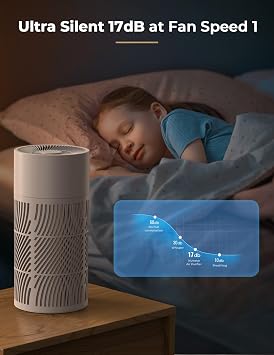 Nuwave Oxypure Air Purifier HEPA Filter for Home Bedroom, 17dB, 360 Intake