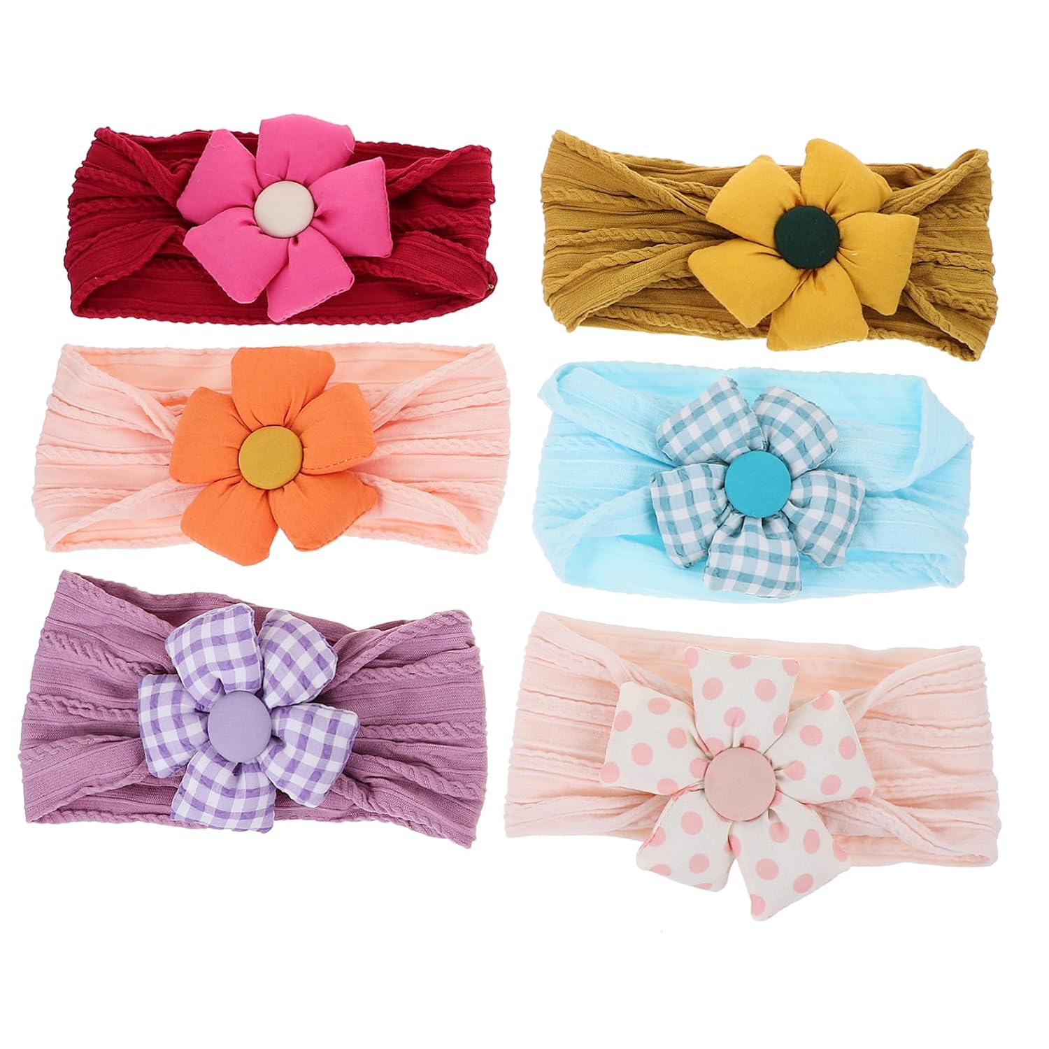 6pcs Newborn Girl Flower Headband Elastic Hair Accessories for Boy Girl Adorable Floral Design for Parties Comfortable and Safe for Daily Wear