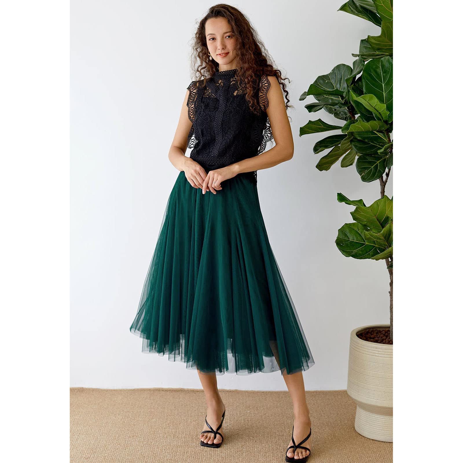 Chicwish Falda Larga para Mujer, Color Lila, Crema, Gris, Rosa/Negro, Multicapa de Malla, Ballet, Ballet, tutú, Falda Larga en línea A