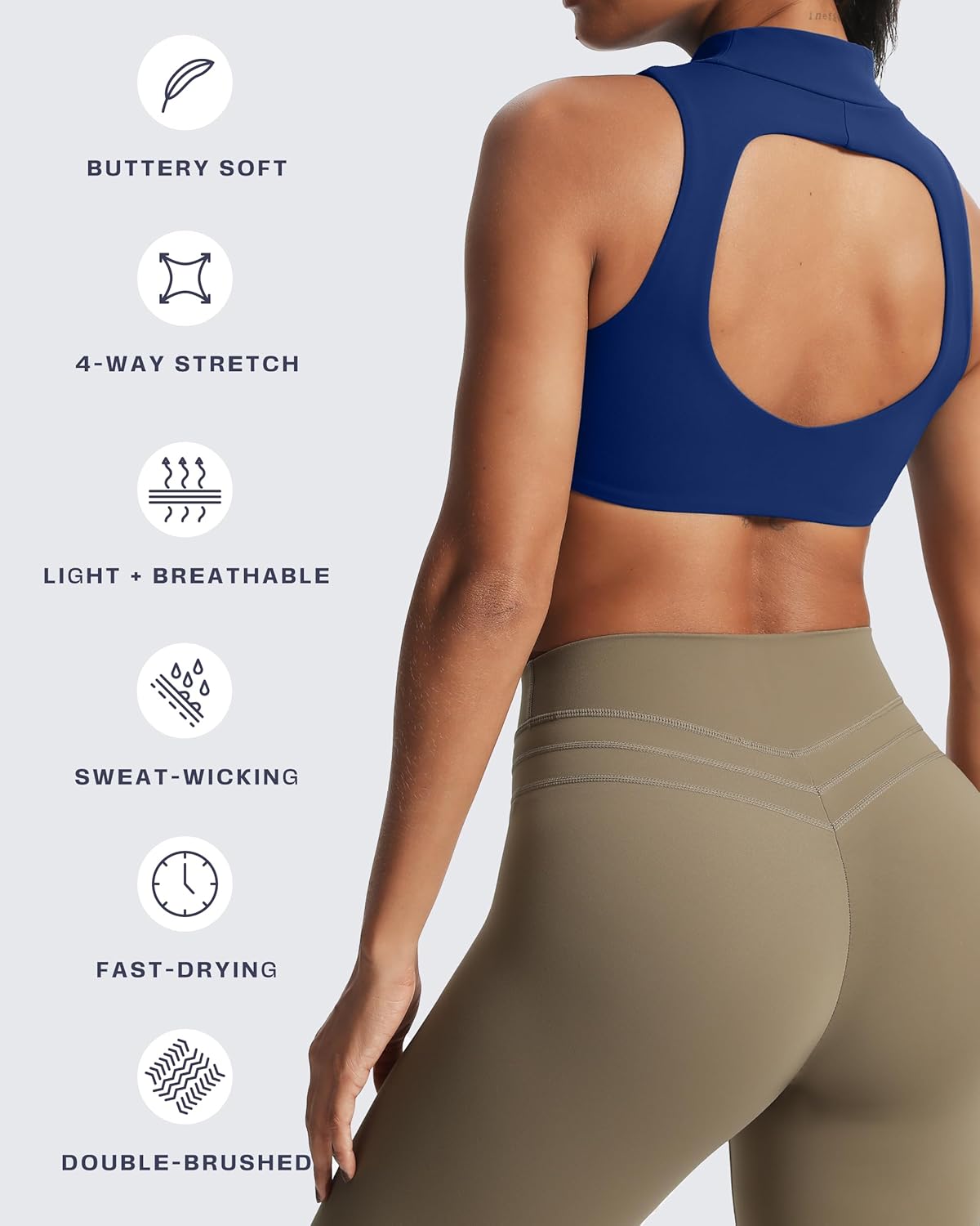 Aoxjox Women's Kim Cutout High Neck Tank Workout Sports Bras Fitness Training Gym Bra Yoga Crop - Image 6