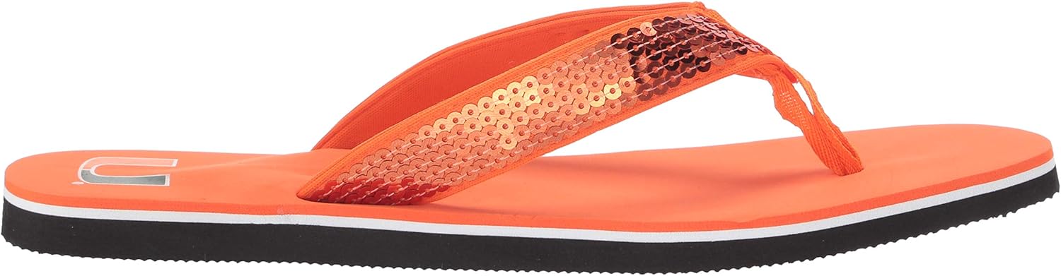 FOCO Womens NCAA College Team Logo Sequin Strap Sandals Flip Flops