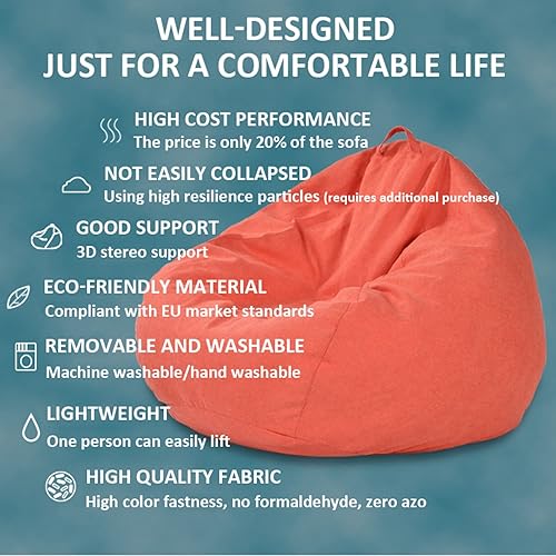 Miniatura 4 de Puf para adultos, puf para almacenamiento de animales de peluche, con cómoda almohada y reposapiés, para organizar juguetes de peluche o textiles,