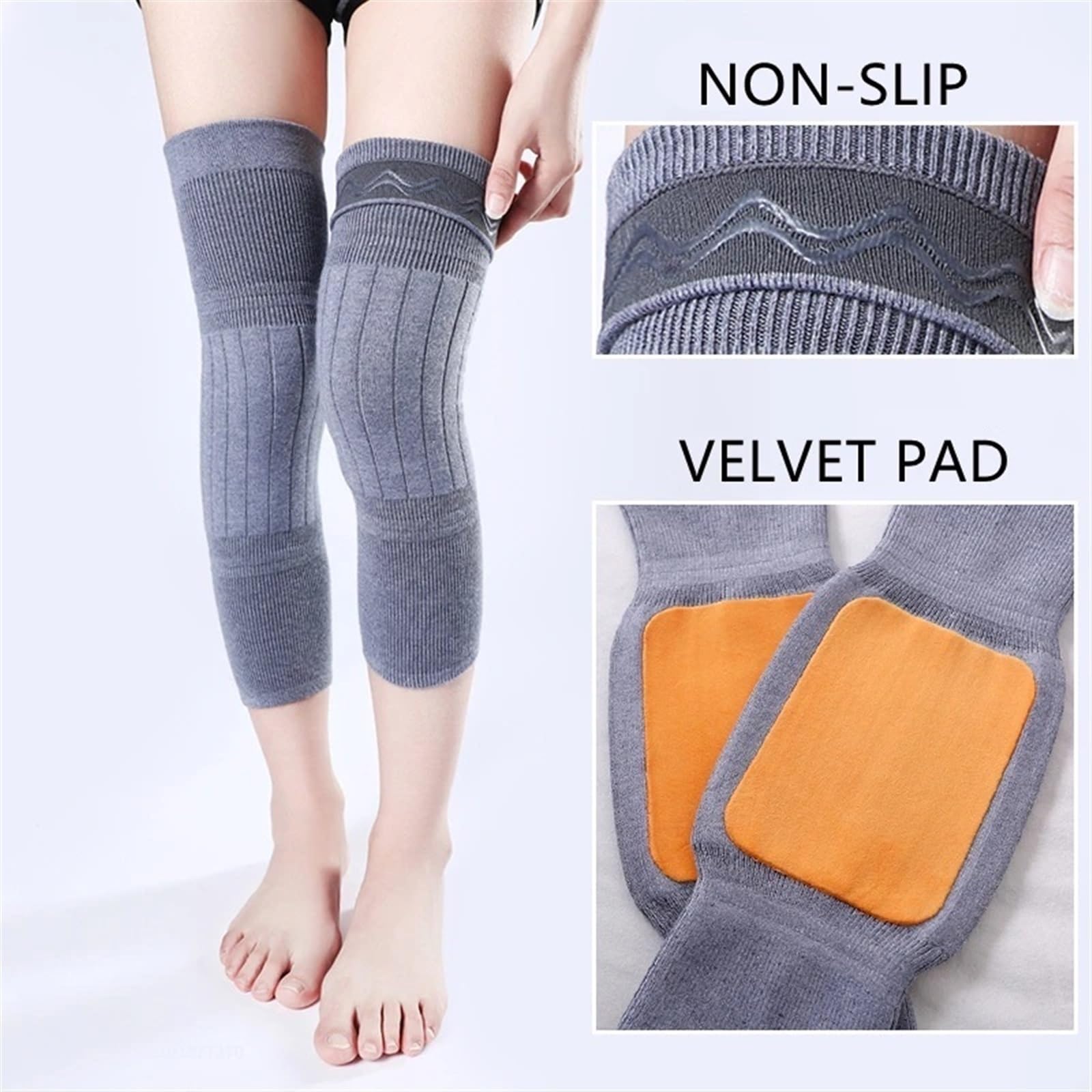 Ginocchiere Protettive Invernali 2 pezzi inverno caldo lana cashmere scaldamuscoli maniche spesse ginocchiere foderate in pile tutore supporto guardia protezione lunghi involucri termici Per Ginocchia