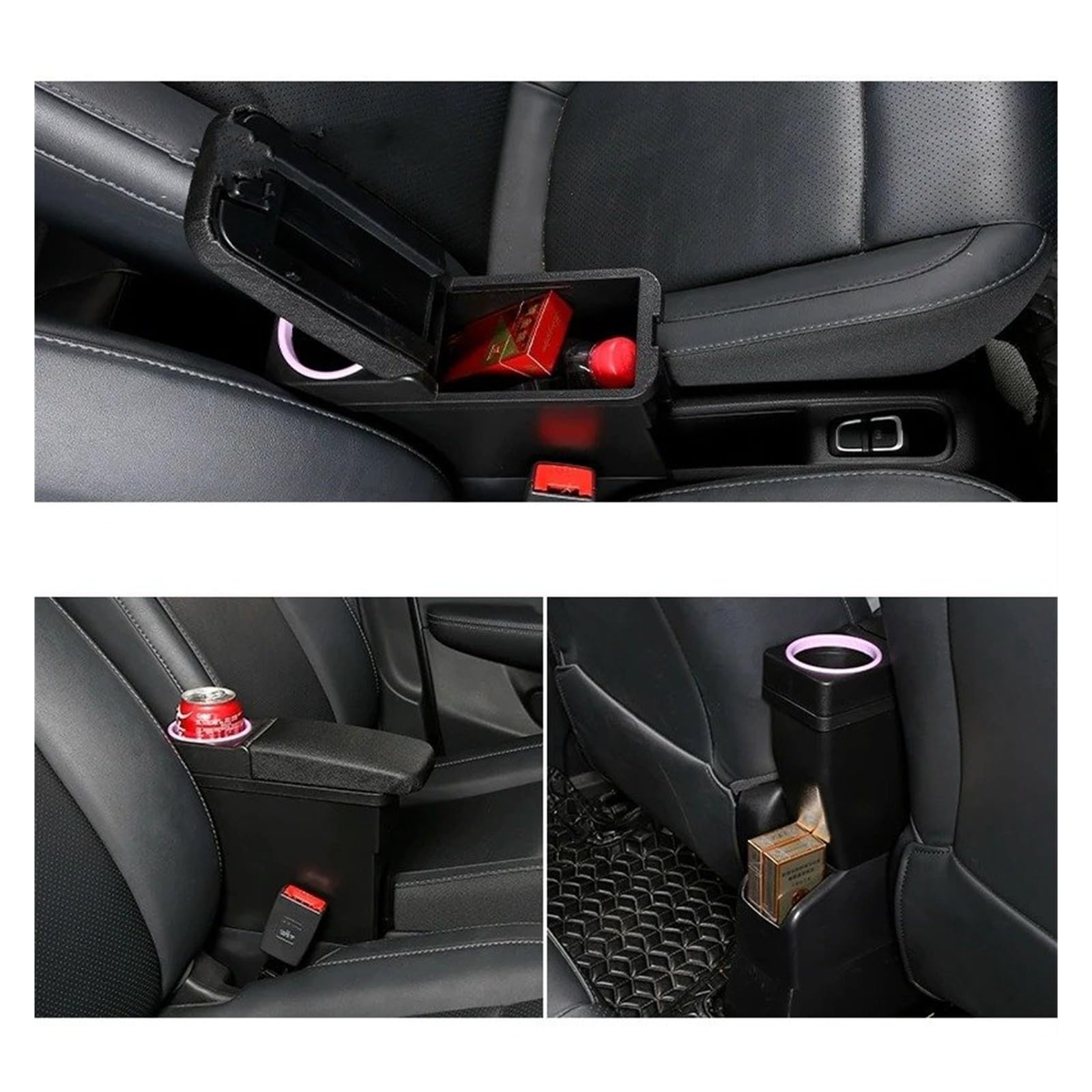 Box Bracciolo Console per Auto, Sostituzione Linea Rossa Superficie Nera Liscia Al Tatto di Grande capacità in ABS per Swift 2005-2021