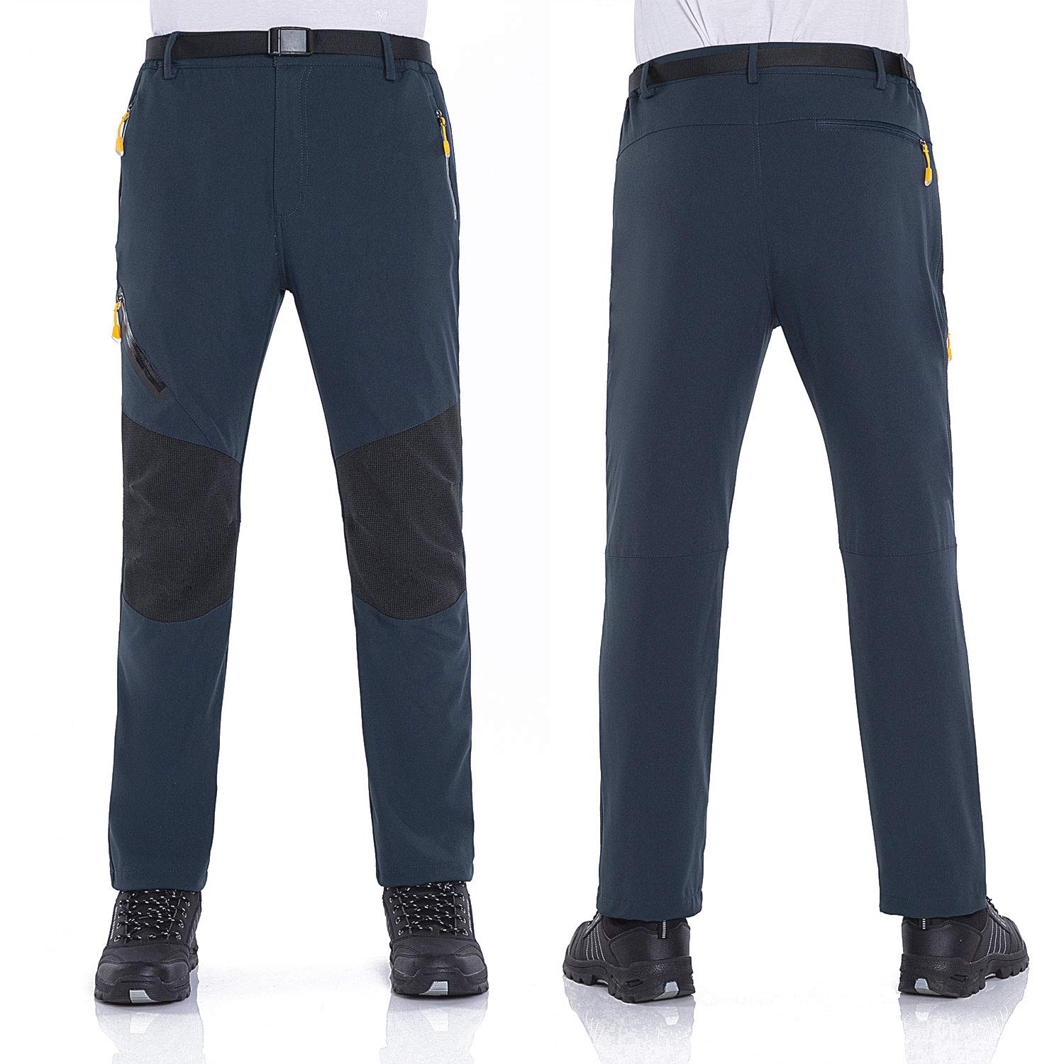Pantalones de Senderismo Ligeros Softshell para Hombre Pantalones de Senderismo Transpirables al Aire Libre Bolsillos con Cremallera para Primavera/Verano/otoño