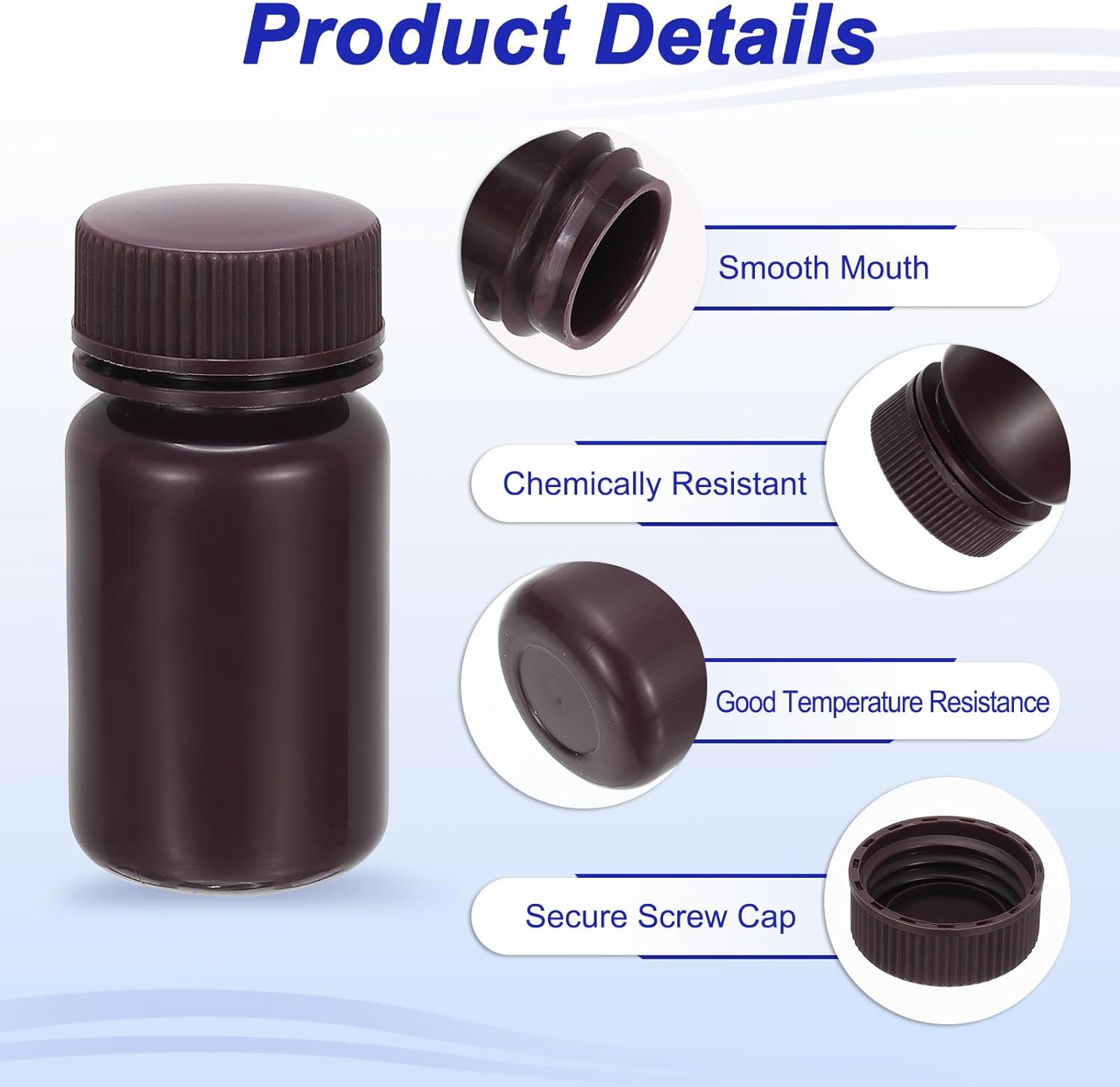 PATIKIL 12Pcs 60ml Reagent Bottles, PP Wide Mouth Round Bottles with Screw Cap for Lab Water Reagent Liquids Solid Sample Storage Seal, Brown
