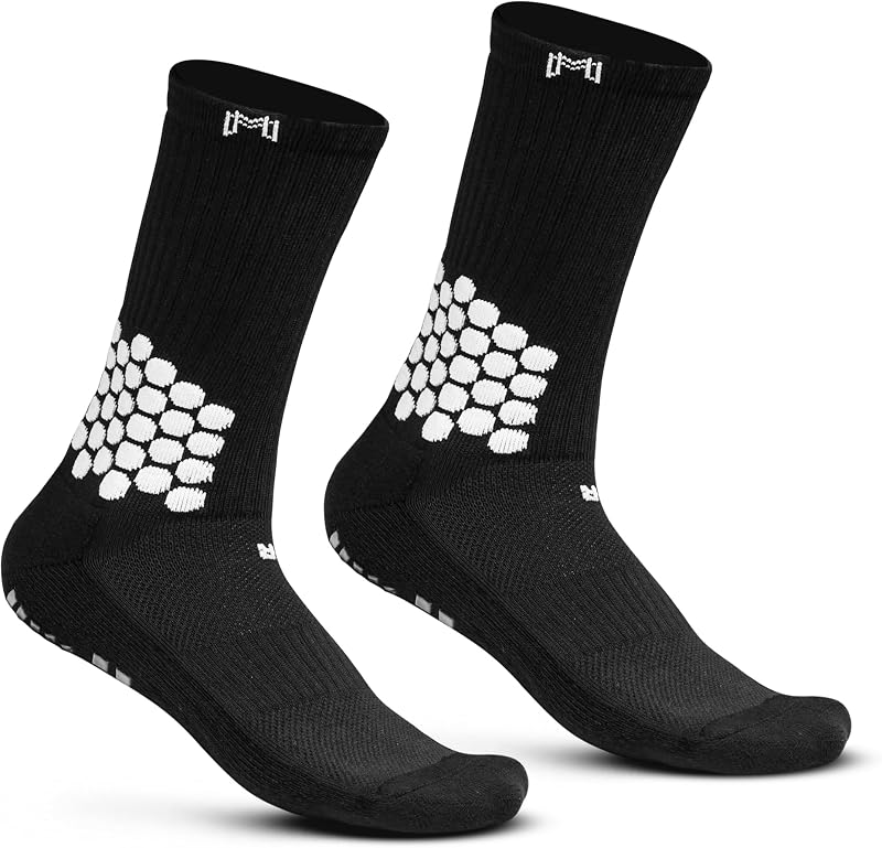 Youth Soccer Grip Socks for Kids with Protective Padding – Anti-Slip Grip Socks for Boys Girls Ages 6-12