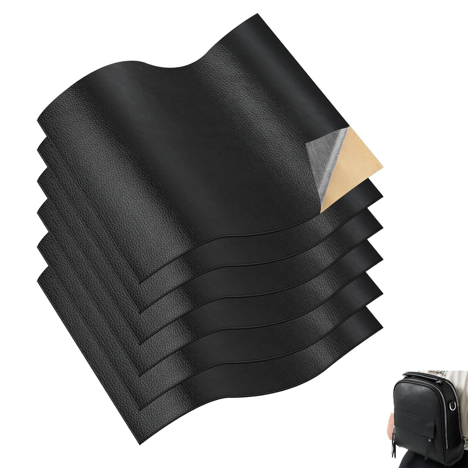 6 Pcs Leather Repair Kit, Self Adhesive Patch, Patches for Sofas, Black Leather Sofa Repair Kit, Apply to Couches, Car Seats, Jackets, Kitchen Cabinets-image-3