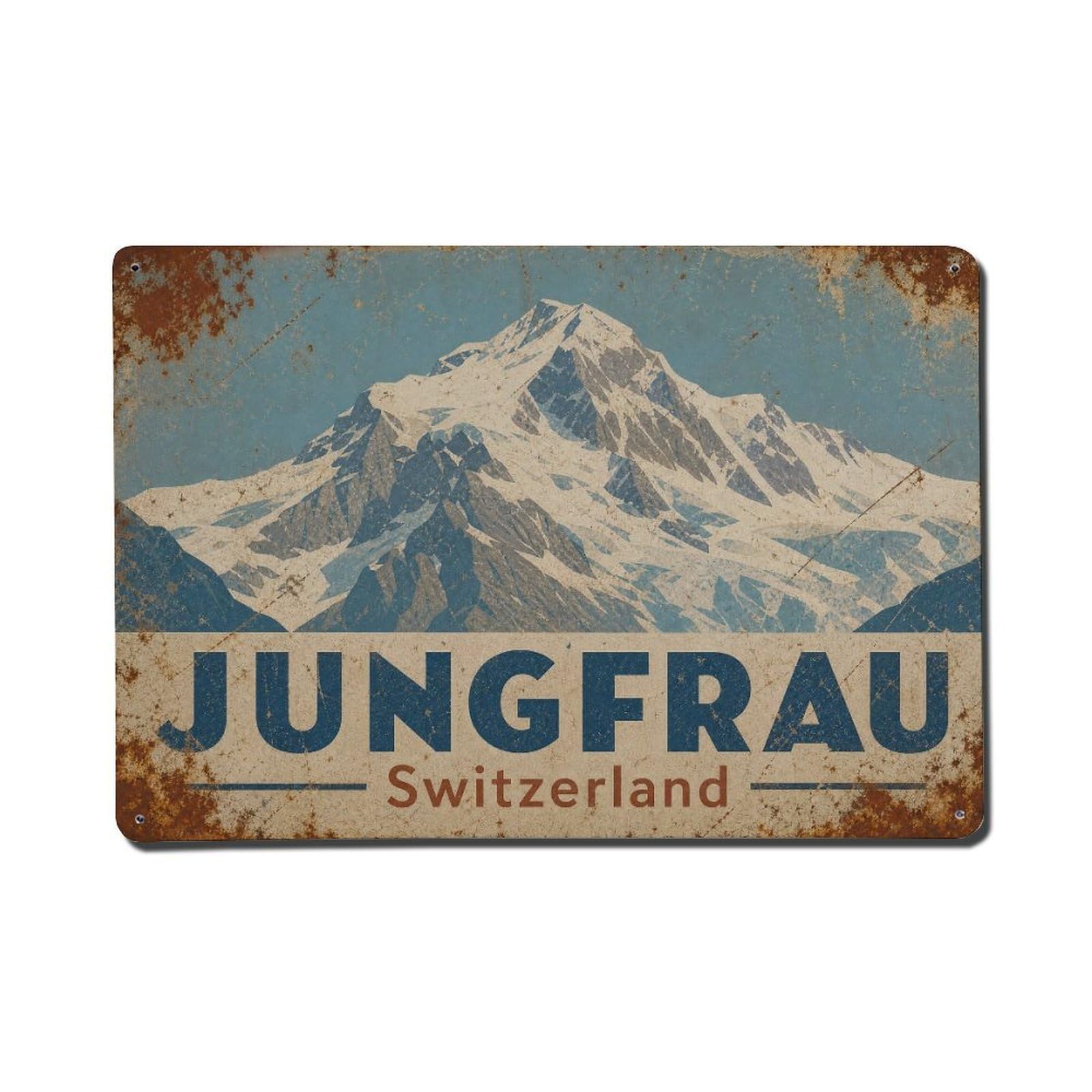 Gead 8X12inch Style Vintage Travel Jungfrau Switzerland Peak Metal Tin Sign