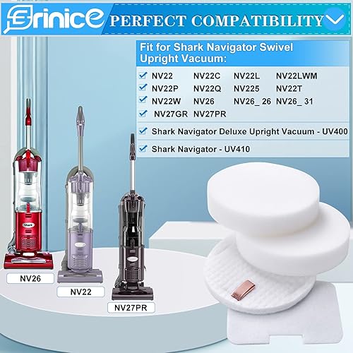 Miniatura 3 de Filtro de repuesto para aspiradora vertical giratoria Shark Navigator NV22 NV22L NV22S NV26 NV27 UV400 parte, 8 espuma + 4 filtros circulares de