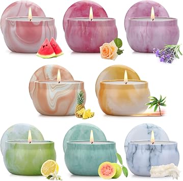 Scented Candles Gifts Set for Women, 8 Pack Aromatherapy Candle 120 Hours Burning Time, Natural Soy Wax Candle Portable Tin Candle Gift Set for Birthday, Wedding, Gift Set for her