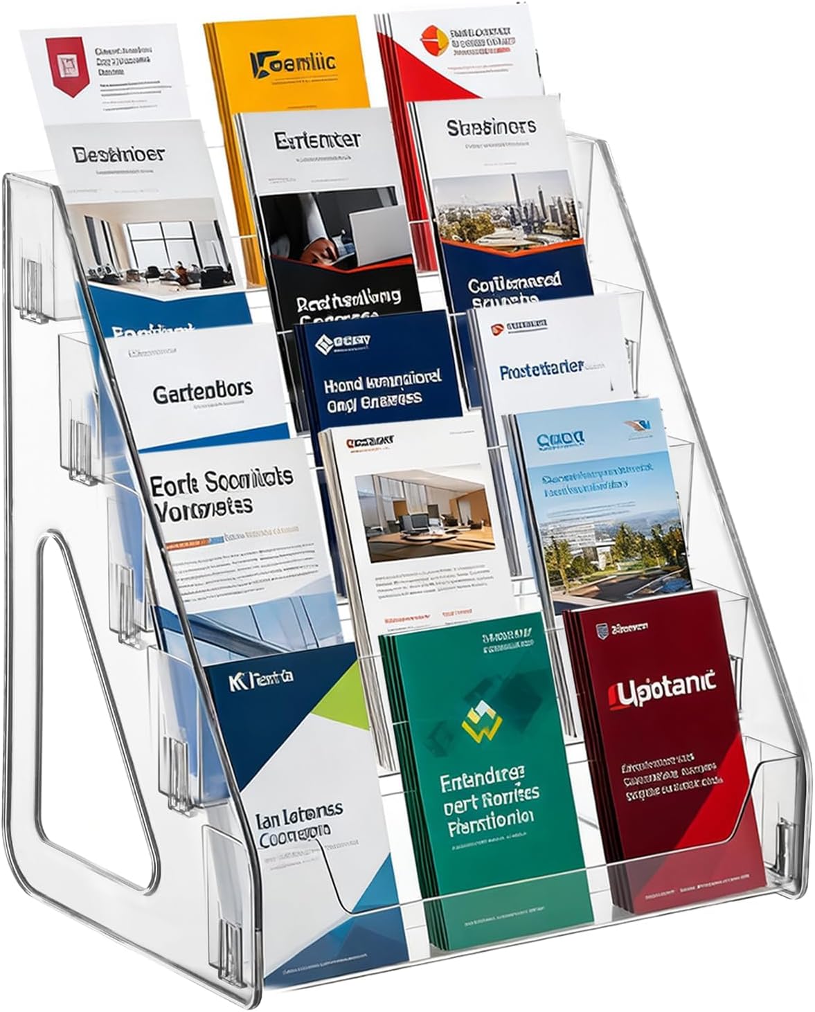 YEXEXINM 5-Tier Table Brochure Stand, Leaflet & Brochure Holder Clear Acrylic Flyer Stand for 1/3 A4 Size Literature Holder Booklet, Menu Display & Dispenser for Office, Restaurants & Reception