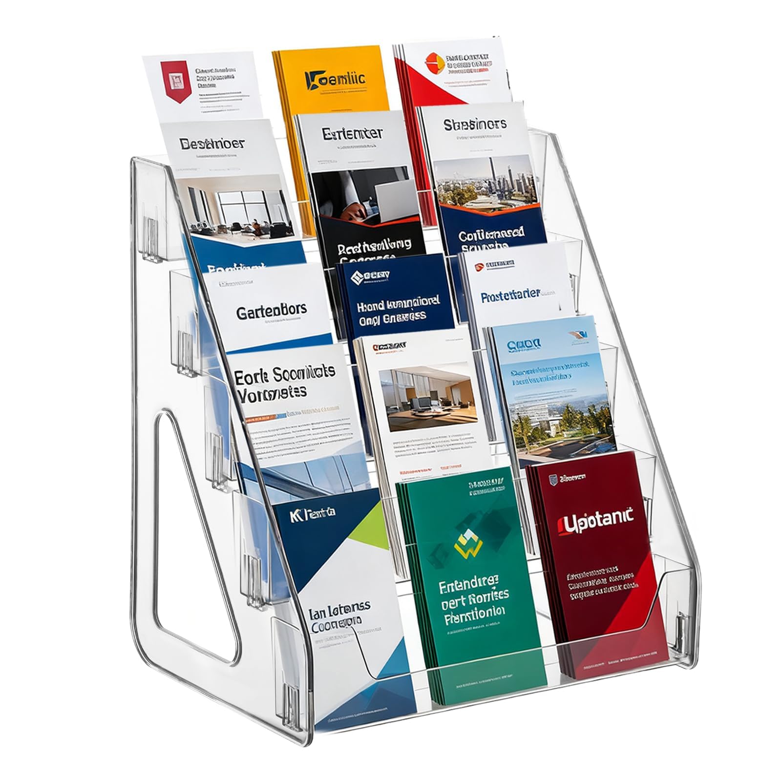 5-Tier Table Brochure Stand, Leaflet & Brochure Holder Clear Acrylic Flyer Stand for 1/3 A4 Size Literature Holder Booklet, Menu Display & Dispenser for Office, Restaurants & Reception