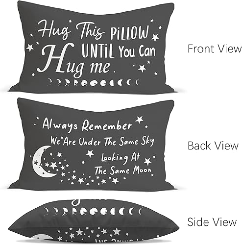 Miniatura 6 de Abraza esta almohada hasta que te abrazo siempre recuerda que estamos bajo el mismo cielo mirando la misma luna, fundas de almohada reversibles para