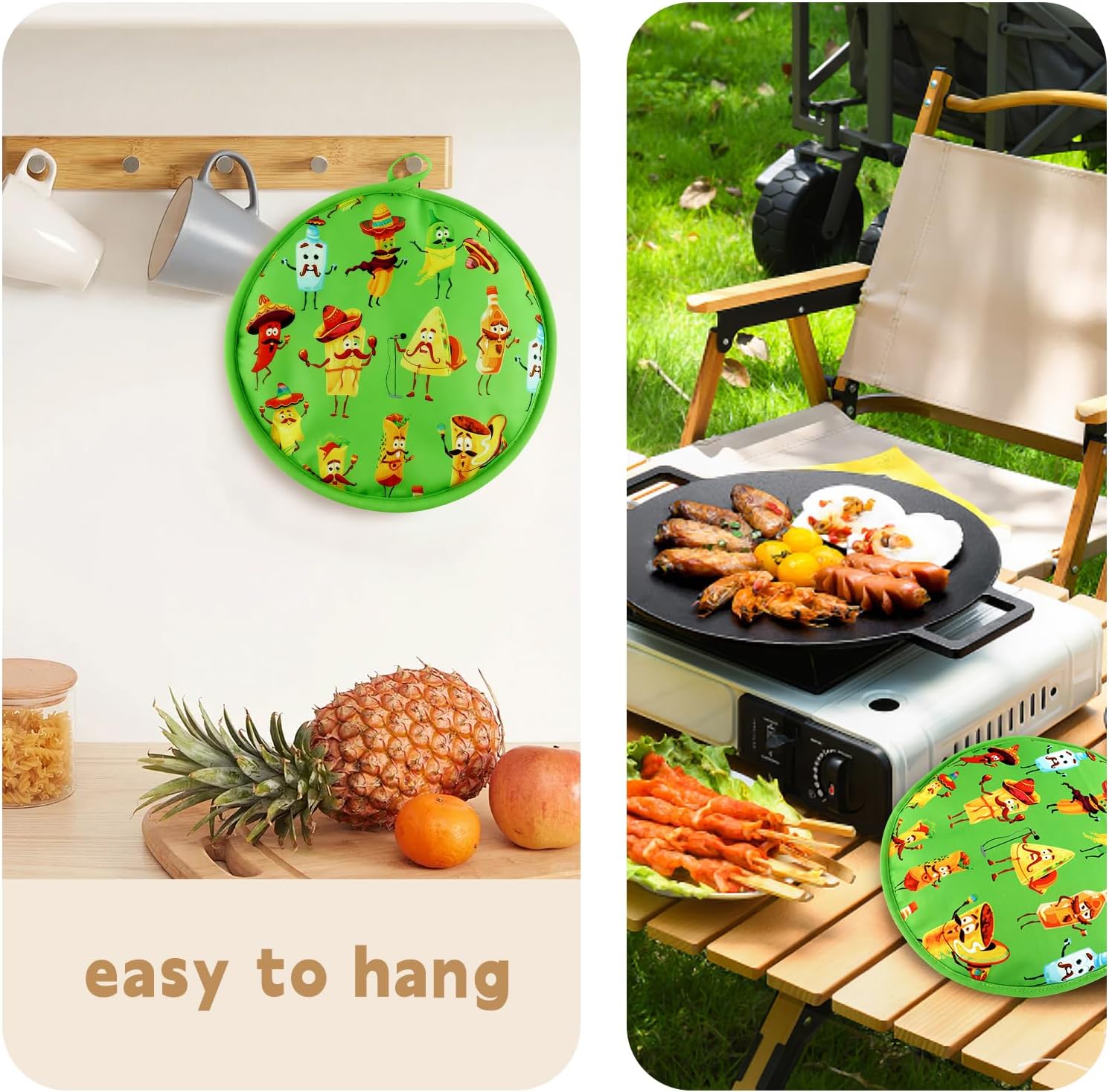 2 Pcs 12 Inch Tortilla Warmer Pouch,Insulated Cloth Pouch,Microwavable Fabric Tortilla Heater Bag Keeps Corn & Flour Tortillas Warm 1 Hour for Tortillas,Tacos,Naan,Pizza Rolls,Family Feasts,Green - Image 6