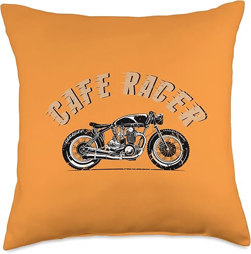 American Cafe Racer Motorcycle Apparel and Merch Cafe Racer Biker - Cojín de 18 x 18 pulgadas, multicolor