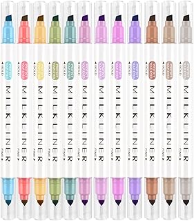 EooUooIP Highlighters Pens,Double Highlighter Pens,Highlighters Pastel,12 Colors Broad and Fine Tips Highlighter Pastel Marker Set,Assorted Colors for Journal Bible Planner School Office Supplies