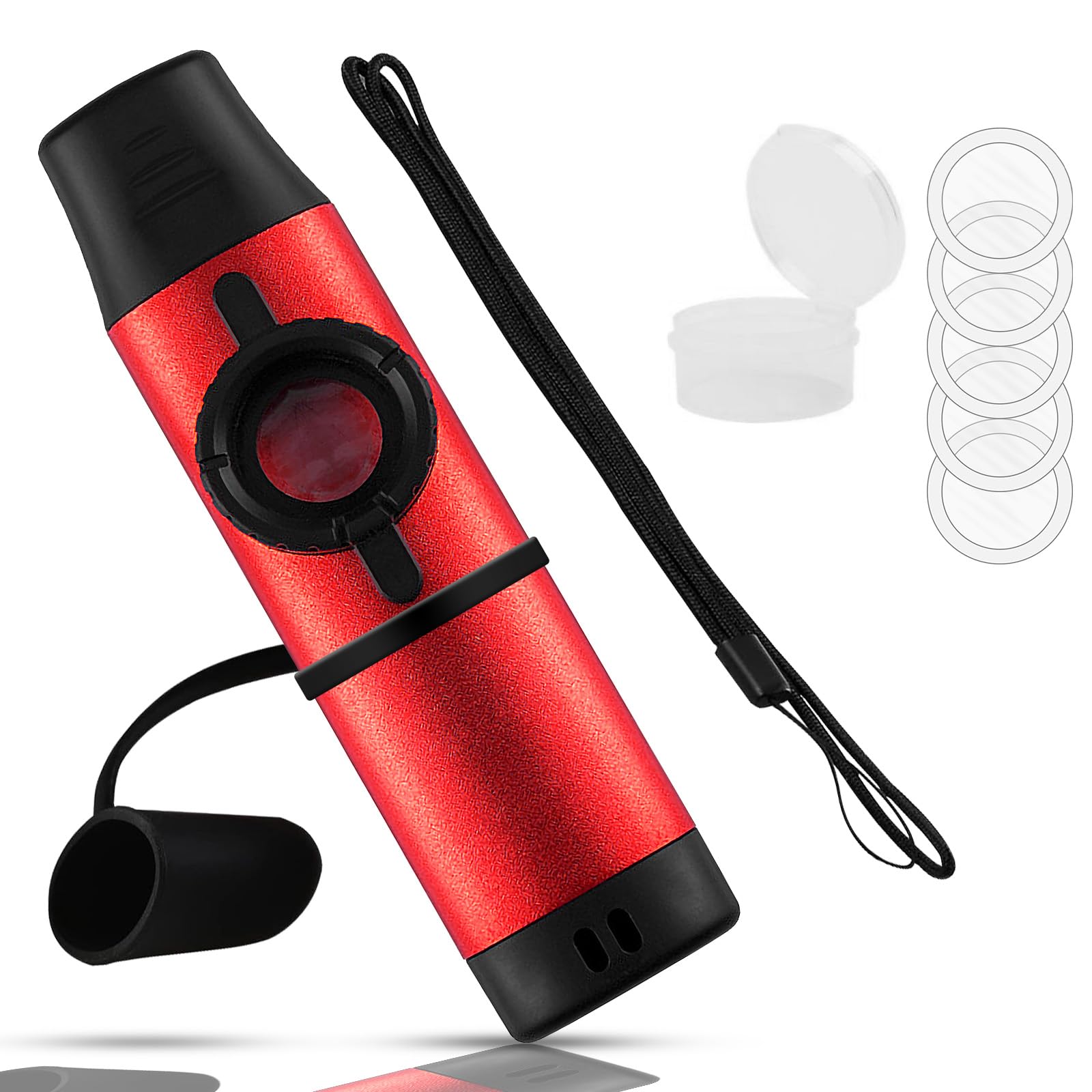 Kazoo professional, Metal Kazoo with 5pcs Flute Diaphragms, Aluminum Alloy Kazoo, Kazoos Instruments, Kazoos Combination with Vintage Gift Box for Kids Adult Favors for Ukulele Violin Piano Keyboar