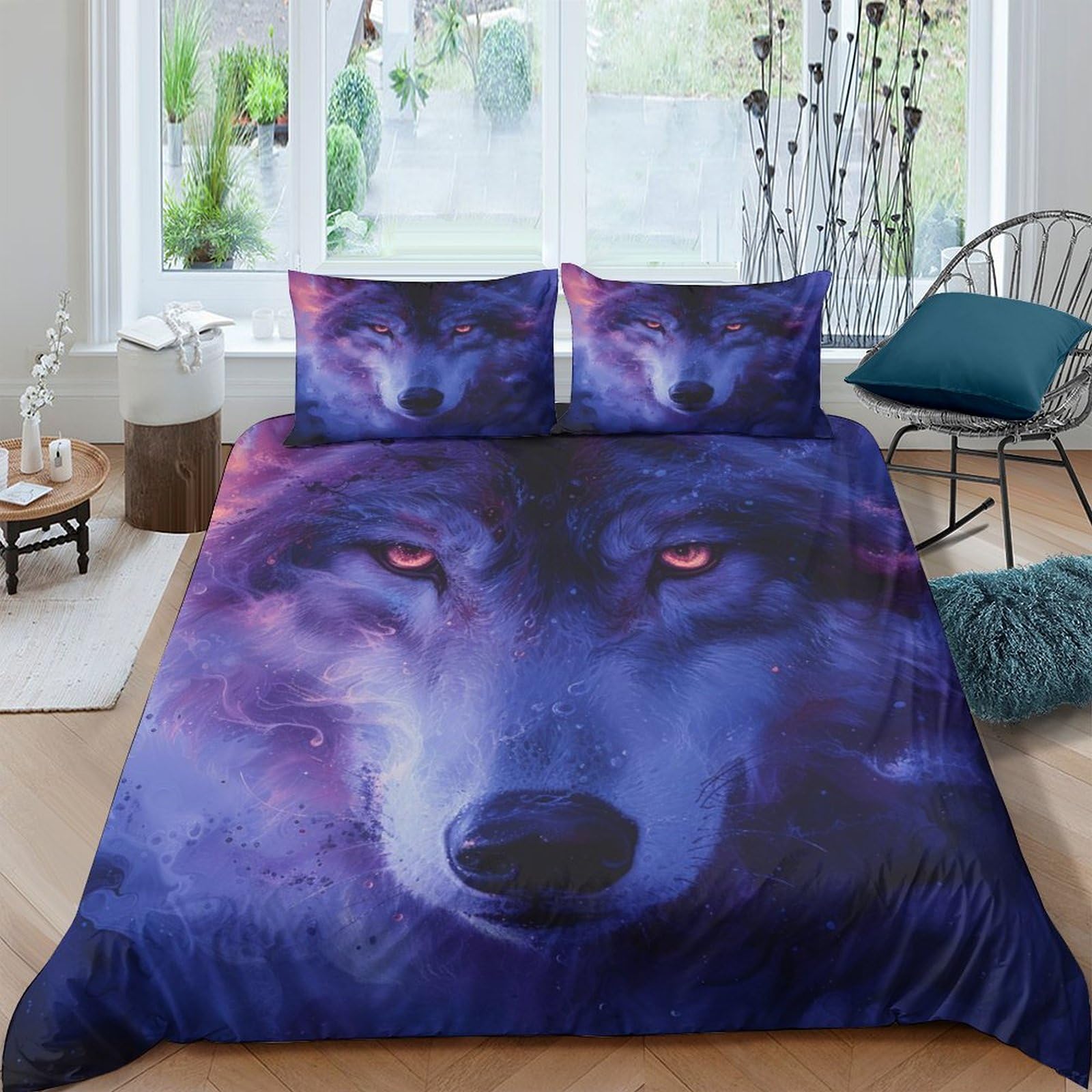 BARDYS Wolf Comforter Covers for Teens And Adults 3D Print Wild Animals Quilt Cover Duvet Cover with Zipper Closure Bedding Set Soft Microfiber with Pillow Cases 3 Pieces King(220x240cm) — image 1